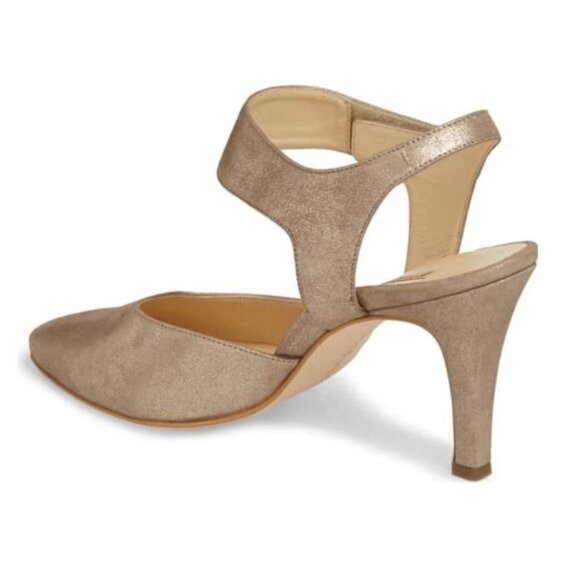 PAUL GREEN Nicolette Ankle Strap Pointed Toe Pump Shoes 8.5 Metallic - Picture 2 of 10